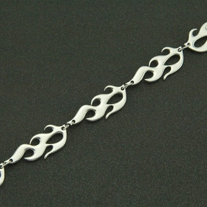 Sleek silver flame shaped link chain necklace for women in polished stainless steel finish