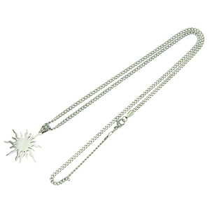 Polished stainless steel hip hop necklace with an irregular 3D sun pendant for men