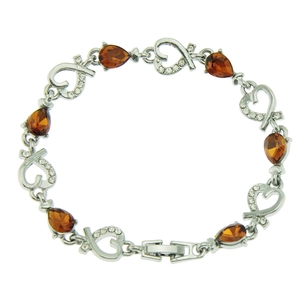 Herz-Armband mit bunten Strasssteinen in Wassertropfenform und Silber-Finish