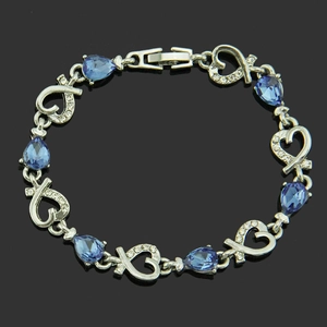 Damen Legierung Strass Herz Tropfen Armband Elegant Silber Farbe Kristall Eingelegt Modeschmuck Für Party Alltag Geschenk