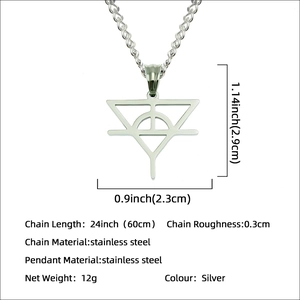 Collana con ciondolo geometrico in acciaio inossidabile argento e catena da 60 cm unisex