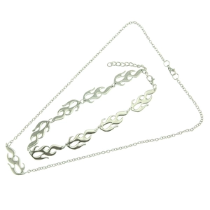 Minimalist silver flame chain necklace with sleek metal links and lobster clasp closure