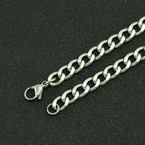 Silver stainless steel hip-hop smiley face necklace with durable lobster clasp link chain