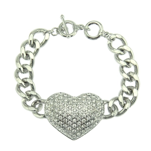 Bracelet chaîne hip hop avec pendentif cœur glacé et fermoir à bascule OT