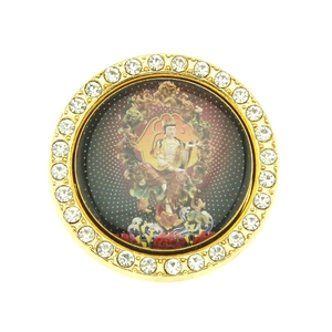 Rotating Alloy Rhinestone Buddha Phone Sticker Decoration Gold Plated Religious Guan Yin Figurine Phone Case Accessory Gift