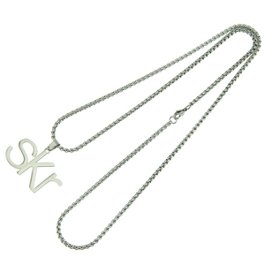 Hip hop silver SKR letter pendant necklace with box chain for street fashion style