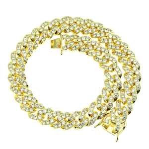Collier Maille Cubaine Papillon Hip Hop pour Femmes Bijoux en Cuivre avec Zirconia Chaîne Plaquée Or et Argent