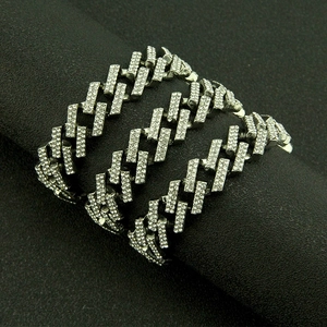 15mm iced out cuban chain necklace with micro pave zircons in silver finish