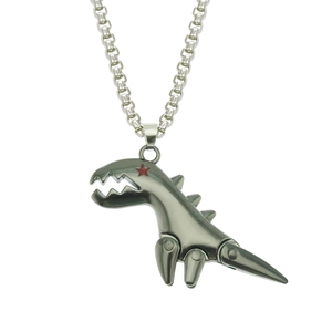 Collier Pendentif Dinosaure Mécanique Hip Hop Alliage Dessin Animé Dragon Punk Bijoux Chaîne Vénitienne Acier Inox Homme Femme
