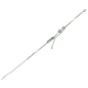 Silver smile face charm bracelet in titanium steel with adjustable toggle clasp design