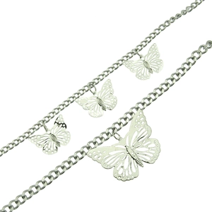 Silver hollow butterfly multilayer punk style trousers chain for men and women