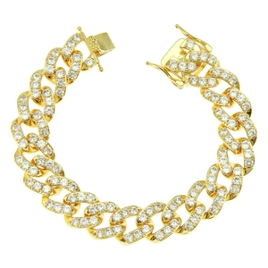Hiphop Iced Out Zirconia Butterfly Cuban Link Bracelet For Men Women Copper Hand Chain Gold Silver Plated Jewelry