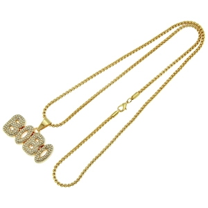 Collier hip-hop doré BABO avec strass micro-pave et chaîne à gros maillons ronds dorés