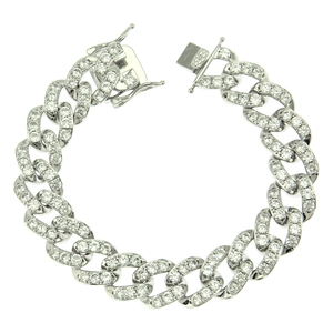 Iced out Cuban link bracelet with butterfly clasp and shimmering micro-pave zircons