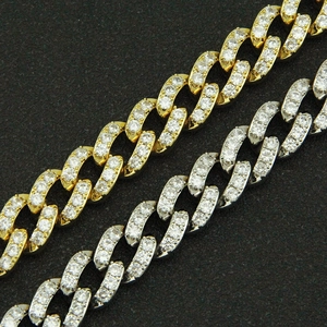 Hip hop style Cuban link bracelets in gold and silver finish with sparkling zircon inlay