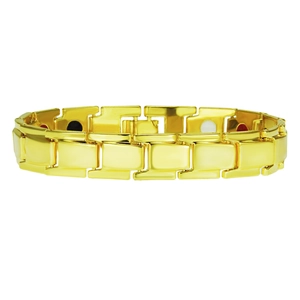 Poliertes goldenes Magnettherapie-Gliederarmband für Paare mit bunten Heilsteinen