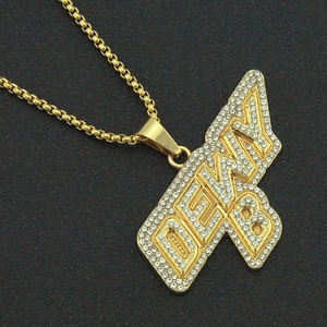Collana hip hop placcata oro con ciondolo a lettera ghiacciata e catena box uomo