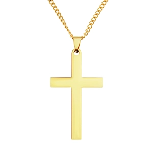 Collier avec Pendentif Croix en Acier Inoxydable Punk pour Hommes Femmes Chaîne Cubaine Polie Bijoux Hip Hop