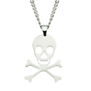 Titanium Stainless Steel Skull Crossbones Pendant Necklace Minimalist Gothic Punk Cuban Link Chain Jewelry For Men Women