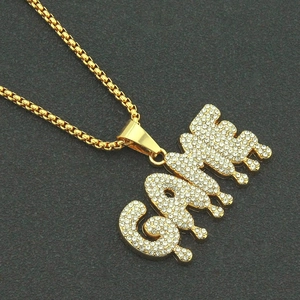 Hip-Hop Goldkette mit GAME Buchstaben-Anhänger und glänzenden Strasssteinen besetzt