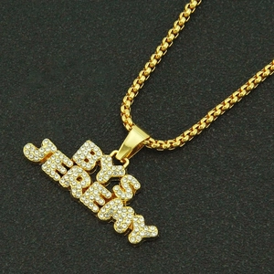 Custom iced out double layer name necklace with BABY JEREMY pendant in hip hop style