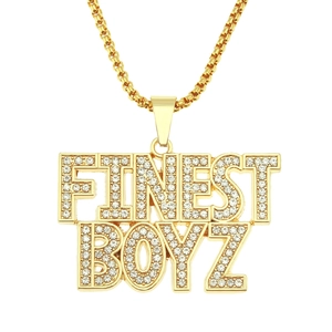 Hip Hop Iced Out Doppelschicht Buchstabe Anhänger Halskette Gold Plattiert Legierung Strass Alphabet Design Kette Für Herren Damen Streetwear Schmuck