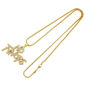 Collier hip hop doré avec pendentif FAVOR serti de zircones cubiques brillants