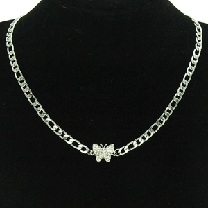 Collana Girocollo con Ciondolo a Farfalla con Strass in Stile Ins Semplice Catena Figaro Lucida Gioielli Leggeri alla Moda Regalo Donna