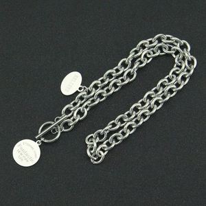 Collier chaîne hip-hop Harajuku en acier inoxydable avec fermoir T et pendentifs