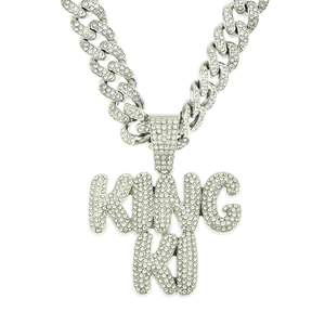 Ανδρικό Hip Hop Iced Out Μενταγιόν με Γράμμα King Κολιέ από Κράμα Στρας Αλυσίδα Κουβανέζικων Κρίκων Κοσμήματα Streetwear