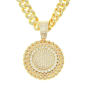 Hip Hop Punk Zinc Alloy Pave Rhinestone Sunflower Pendant Necklace For Men Gold Silver Cuban Link Chain Fashion Jewelry