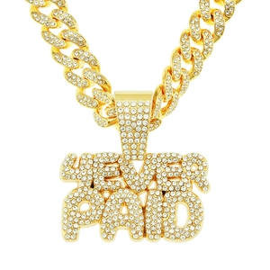 Hip Hop Iced Out Alloy Alphabet Letter Pendant Necklace With Rhinestone Cuban Link Chain Trendy Unisex Streetwear Jewelry