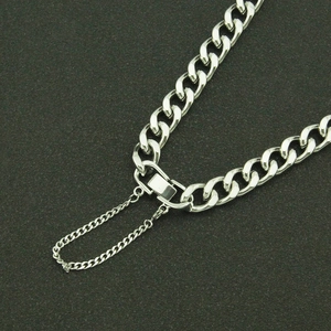 Sleek silver stainless steel Cuban link necklace featuring a secure rectangular clasp