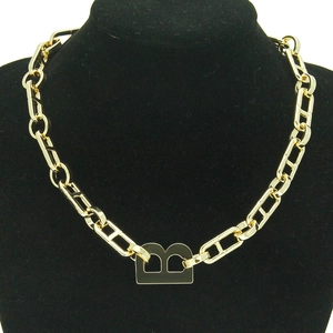 Trendy Hip Hop Chunky Chain Necklace With Letter B Pendant For Women Men Alloy Gold Silver Polished Cuban Link Statement Jewelry Gift