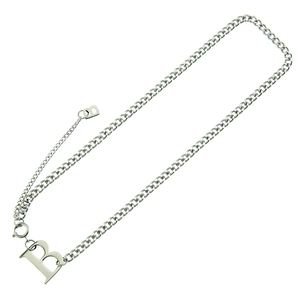 Collana a catena cubana minimalista in acciaio inossidabile argento con ciondolo a B