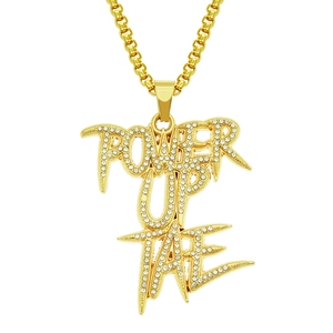 Iced Out Hip Hop Letter Pendant Necklace For Men Women Gold Plated Alloy Full Rhinestone Street Style Jewelry Accessories