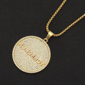 Collana hip hop Money Boy con ciondolo a disco ghiacciato e catena box dorata spessa