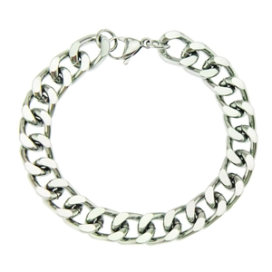Klassisches silbernes Panzerarmband für Herren mit sicherem Karabinerverschluss auf weiß