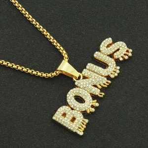 Collana hip hop dorata con ciondolo BONUS ghiacciato e zirconi cubici micro-pave