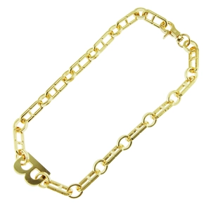 Polished gold curb chain necklace with bold letter B pendant and lobster clasp detail