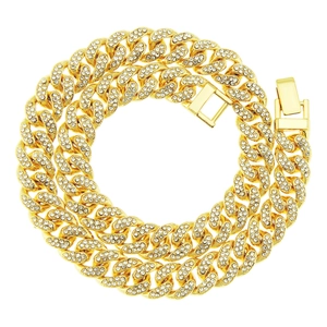 Herren Hip Hop Iced Out Panzerkette Halskette Armband Legierung Strass Punk Gold Silber Plattiert Street Schmuck