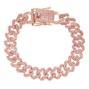Hip Hop Cuban Link Bracelet For Men Alloy Rhinestone Pave Iced Out Curb Chain Bracelet Cool Streetwear Men Jewelry Accessories