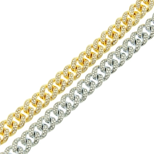 Iced out Cuban link bracelet 13mm in gold and silver finish with sparkling zircons