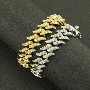 Bracciali cubani punk hip-hop in oro e argento con maglie a forma di fiamma