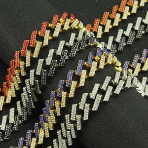 Hip hop cuban link chain with colorful pave rhinestones for men in various colors