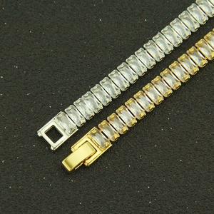 Luxurious tennis necklace with baguette zircon in gold and silver finish for men and women