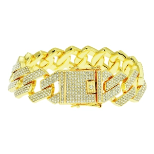 Men's Hip Hop Iced Out Cuban Link Bracelet Alloy Rhinestone Heavy Chain Bracelet Streetwear Nightclub Fashion Jewelry For Men