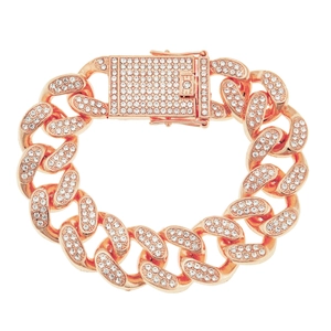 Bracciale cubano in oro rosa con diamanti scintillanti incastonati stile hip-hop