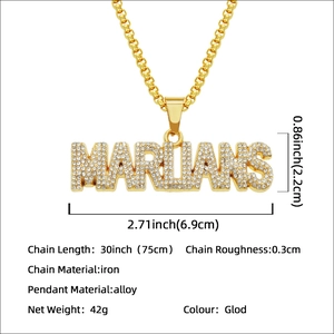 Hiphop MARLIANS Buchstaben Anhänger Halskette mit 75cm goldener Box-Kette für Herren