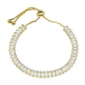 Adjustable Copper Zirconia Bracelet Baguette Cut Zirconia Bolo Bracelet Fashion Micro-set Zirconia Jewelry For Women Gift